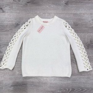 NWT PHILOSOPHY IVORY LATTICE CUTOUT COZY SWEATER XS ANTHROPOLOGIE